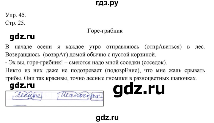 ГДЗ по русскому языку 4 класс  Рамзаева   упражнение - 45, Решебник №1