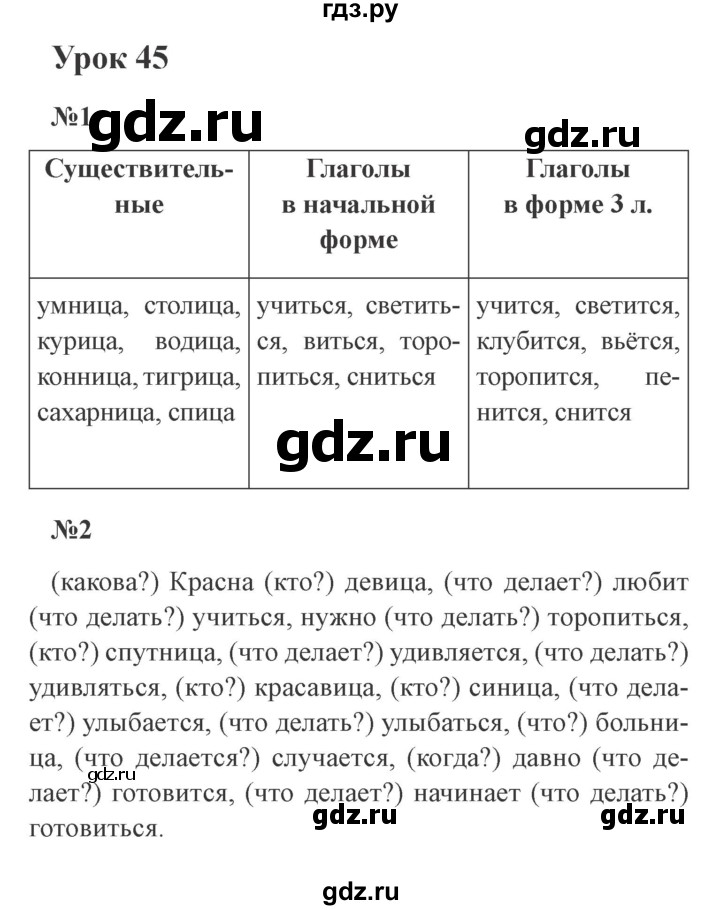 ГДЗ по русскому языку 4 класс  Иванов   урок - 45, Решебник №3 2013