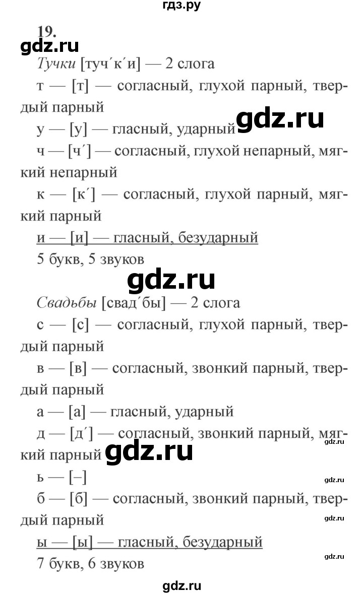 ГДЗ по русскому языку 4 класс Комиссарова дидактические материалы (Бунеев)  упражнение - 19, Решебник №3